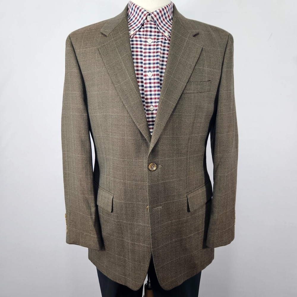 Lauren Ralph Lauren Men's Sport Coat Blazer Two Button Tobacco Plaid Wool 40R